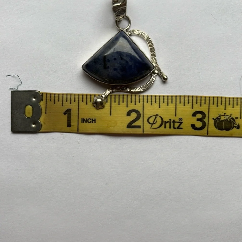 925 Sodalite Pendant Handmade Sterling Silver - Picture 5 of 6